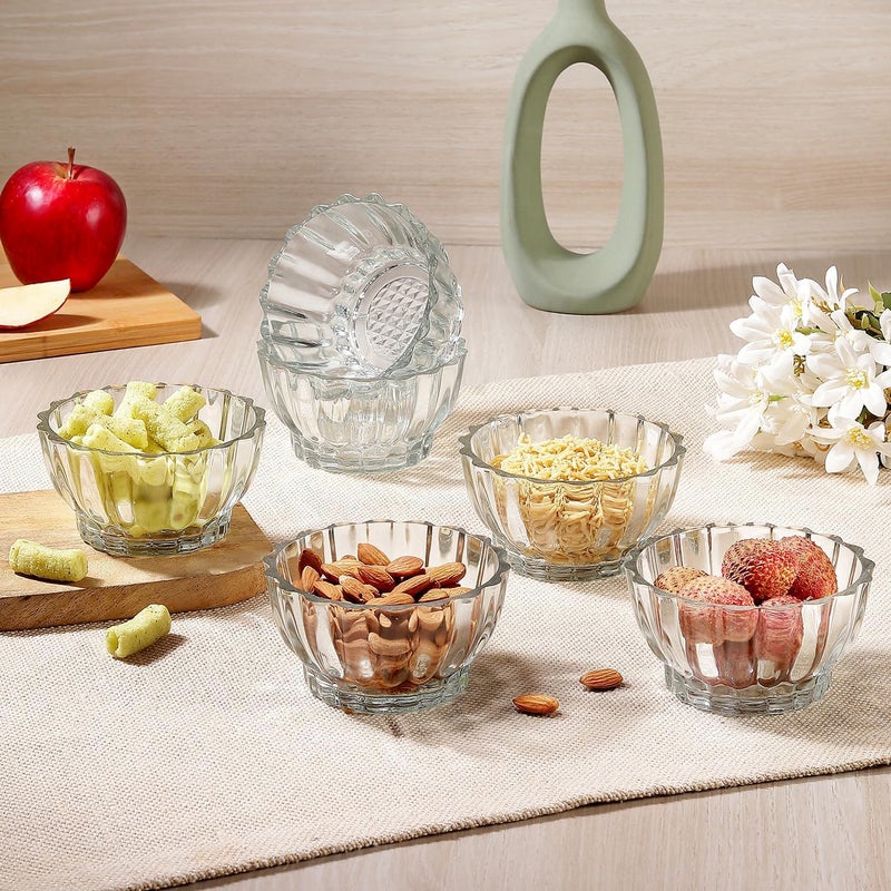 bellemax Glass Serving Deep Bowls 3.5 Inch Set of 6 for Kitchen,Salads Bowls, Dipping Bowls, Serving Bowl for Snack, Spices, Dipping, Creams, Salads, Dessert, Rice, Microwave Safe (BX-07) - Image 2