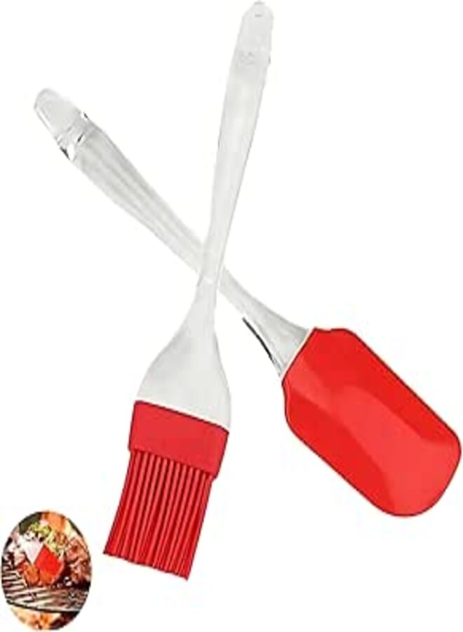Purebake 2 Pcs Oil Brush Silicone Scraper Spatula Cake Spatula Chomps Turkey Silicone Basting Brush Food Brush BBQ Oil Brush BBQ Spatula Silicone BBQ Brush Accessories