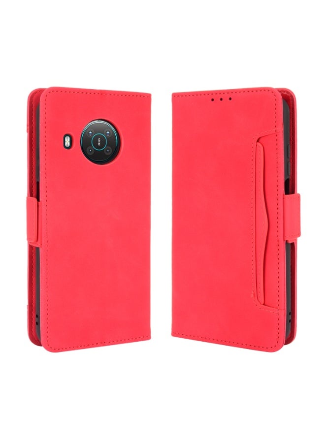 For Nokia X10 / X20 Skin Feel Calf Pattern Horizontal Flip Leather Case with Holder & Card Slots & Photo Frame(Red)  - Image 2