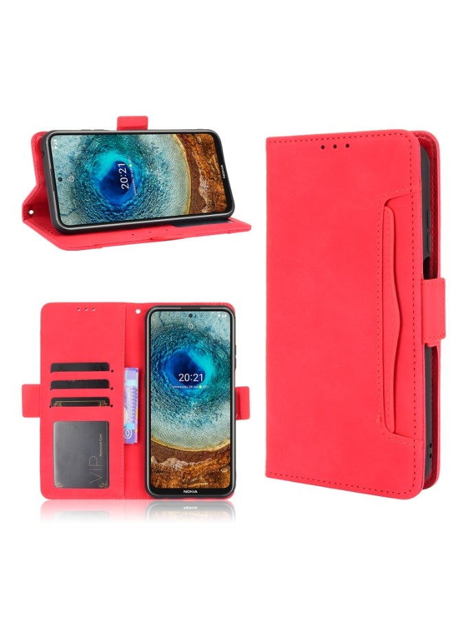 For Nokia X10 / X20 Skin Feel Calf Pattern Horizontal Flip Leather Case with Holder & Card Slots & Photo Frame(Red)  - Image 1