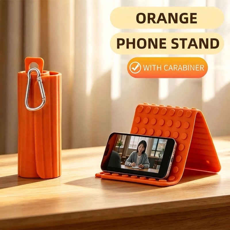 general Multifunctional Foldable Phone Stand with Carabiner - Flexible, Anti-Shake Desktop Holder for Tablet and Phone - Image 1