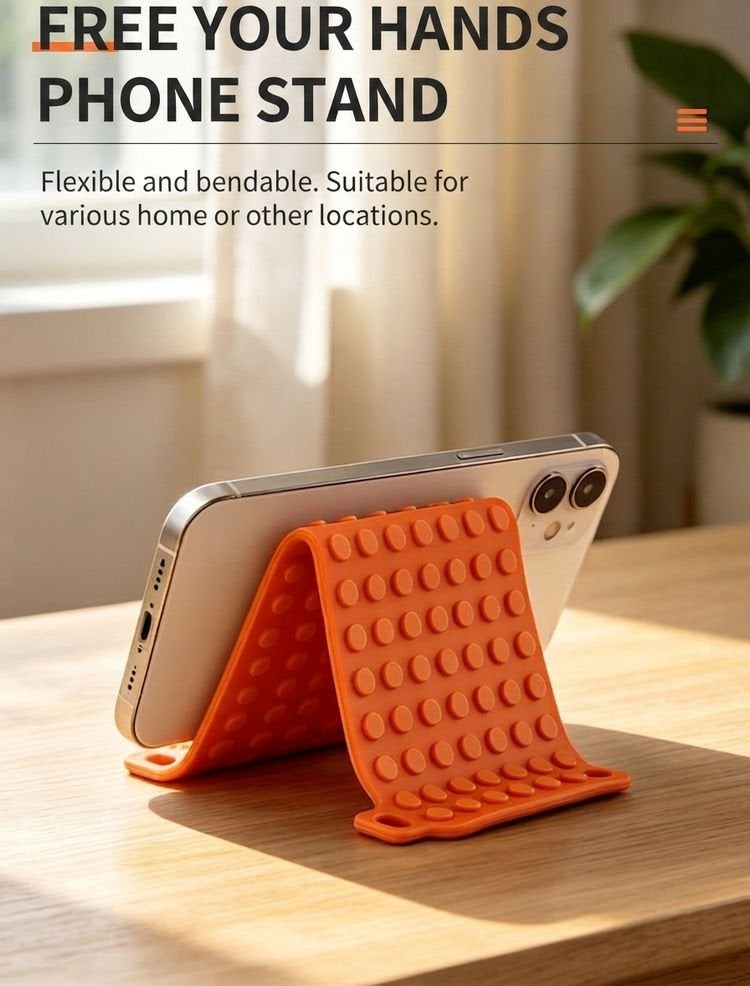 general Multifunctional Foldable Phone Stand with Carabiner - Flexible, Anti-Shake Desktop Holder for Tablet and Phone - Image 4