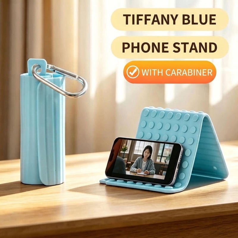 general Multifunctional Foldable Phone Stand with Carabiner - Flexible, Anti-Shake Desktop Holder for Tablet and Phone - Image 2