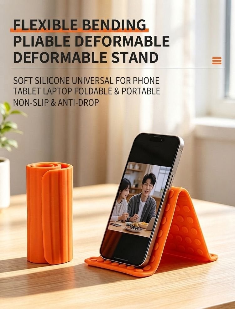 general Multifunctional Foldable Phone Stand with Carabiner - Flexible, Anti-Shake Desktop Holder for Tablet and Phone - Image 3