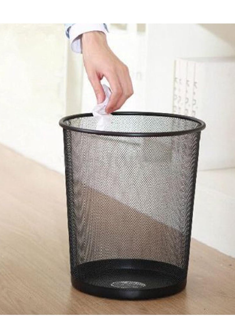 Generic Home Mesh Trash Can Kitchen Wire Trash Basket Office Metal Bin Black Storage Bins (Medium size)  - Image 2