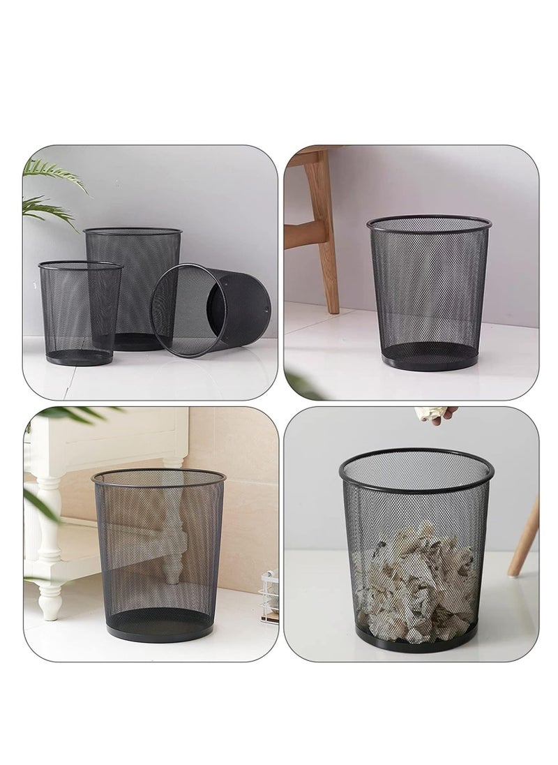 Generic Home Mesh Trash Can Kitchen Wire Trash Basket Office Metal Bin Black Storage Bins (Medium size)  - Image 3