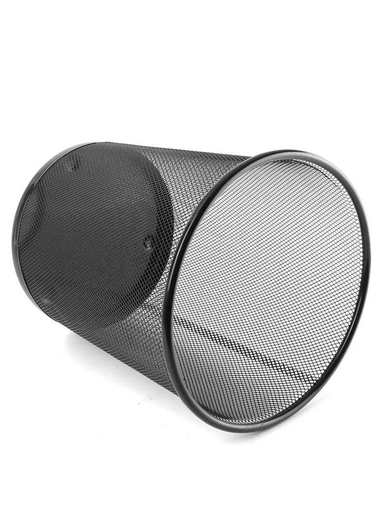 Generic Home Mesh Trash Can Kitchen Wire Trash Basket Office Metal Bin Black Storage Bins (Medium size)  - Image 4