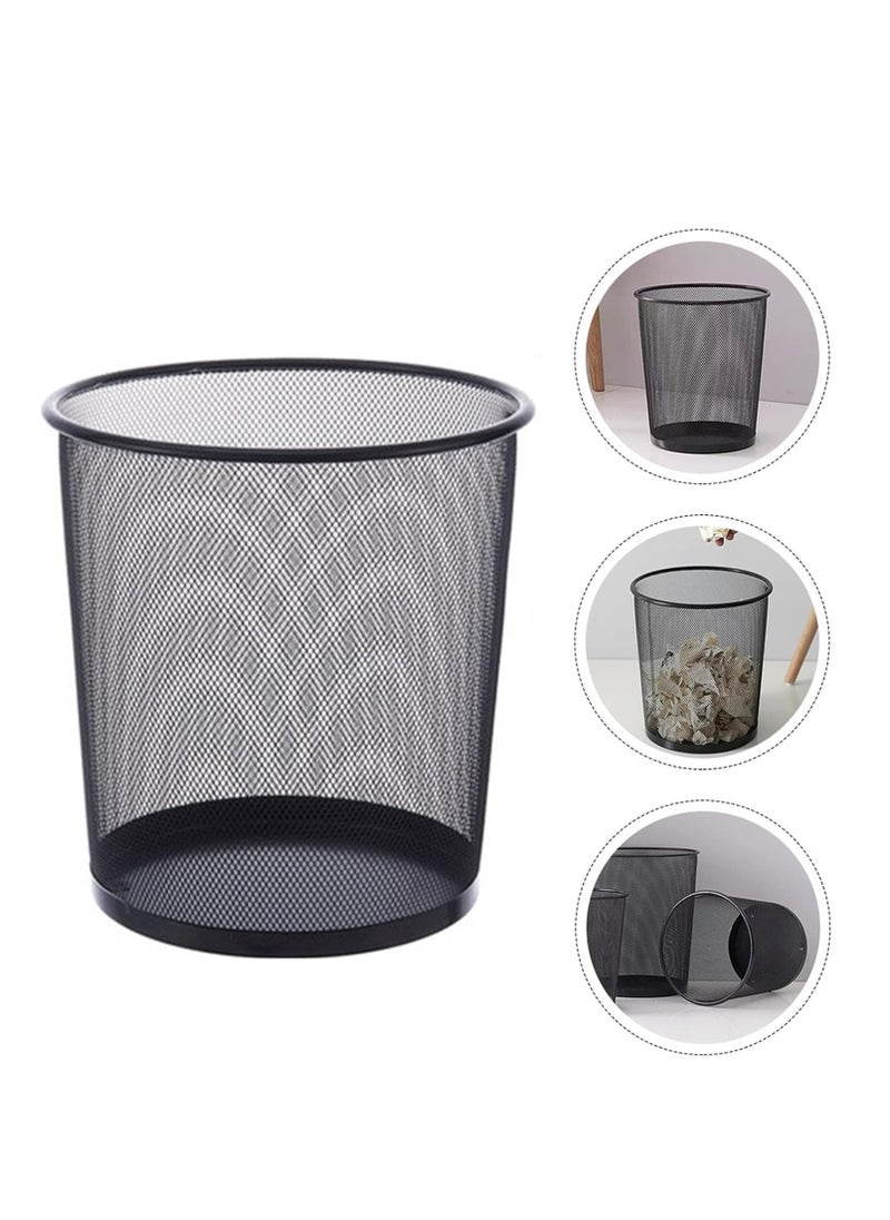 Generic Home Mesh Trash Can Kitchen Wire Trash Basket Office Metal Bin Black Storage Bins (Medium size)  - Image 5