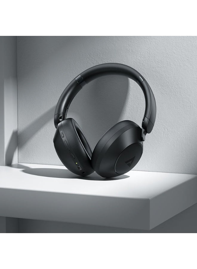 ACEFAST Wireless Over Ear Headphones H3, 80  hours Play Time, Active noise cancelling, Foldable and rotatable earcups, Adjustable headband, IPX4 waterproof - Black - Image 2