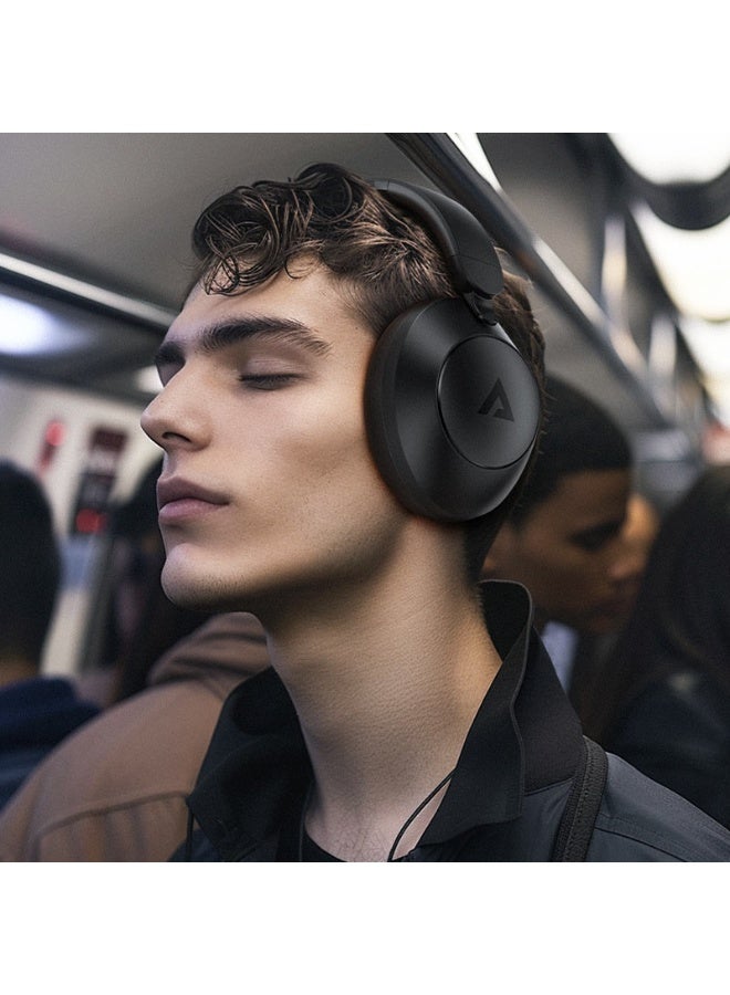 ACEFAST Wireless Over Ear Headphones H3, 80  hours Play Time, Active noise cancelling, Foldable and rotatable earcups, Adjustable headband, IPX4 waterproof - Black - Image 4