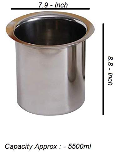 Bartan Star بطن ستار وعاء عميق من الفولاذ المقاوم للصدأ للحليب والماء - 5.5 لتر - Image 3