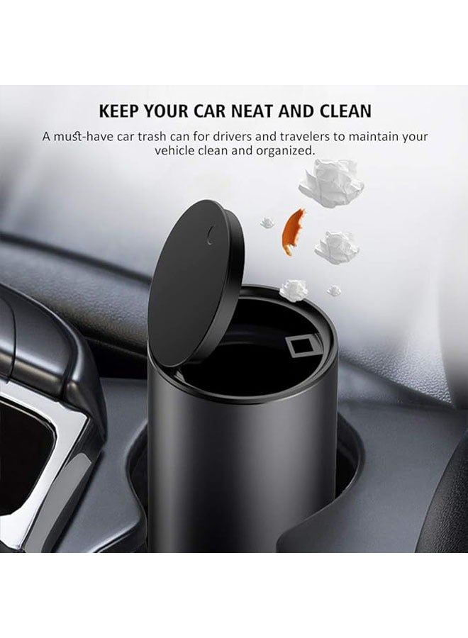 Car Trash Bin, Aluminum Alloy Car Dust Collector Mini Car Storage Bag with Lid, Car Garbage Storage Bin, For Car Home Office Desktop (35 Garbage Bags Give)  - Image 4