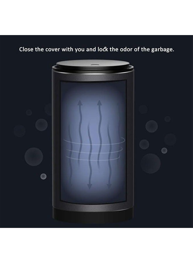 Car Trash Bin, Aluminum Alloy Car Dust Collector Mini Car Storage Bag with Lid, Car Garbage Storage Bin, For Car Home Office Desktop (35 Garbage Bags Give)  - Image 3