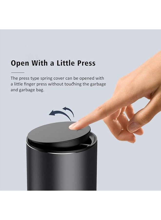 Car Trash Bin, Aluminum Alloy Car Dust Collector Mini Car Storage Bag with Lid, Car Garbage Storage Bin, For Car Home Office Desktop (35 Garbage Bags Give)  - Image 2