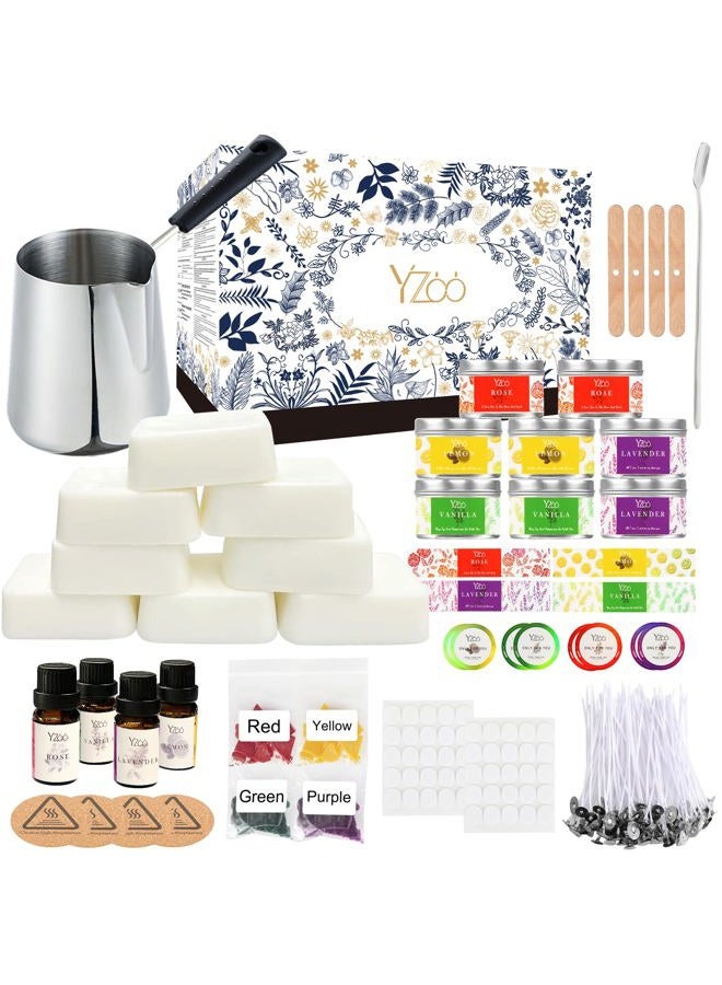 Yzoo Complete Candle Making Kit for Adults - DIY Candle Supplies with Soy Wax, Wax Melter, Scents, Dyes, Wicks & More - Arts & Crafts Kits - Image 1