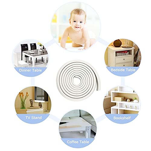 KidDough Nitrile Foam Baby Proofing Extra Thick Furniture Edge And Corner Protector, Safety Strip - 5 Mtrs Edge Protector + 8 Corner Guards For Safety, White For Sharp Edges, Baby Safety Products - Image 3