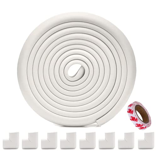 KidDough Nitrile Foam Baby Proofing Extra Thick Furniture Edge And Corner Protector, Safety Strip - 5 Mtrs Edge Protector + 8 Corner Guards For Safety, White For Sharp Edges, Baby Safety Products - Image 1