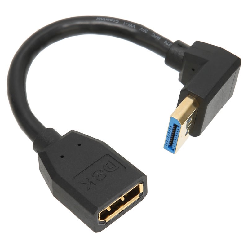Displayport Extension Cable 90 Degree Right Angle Male To Female 8K 60Hz - Gold Plated Corrosion Resistant Displayport Extender for Gaming Monitors - Image 1
