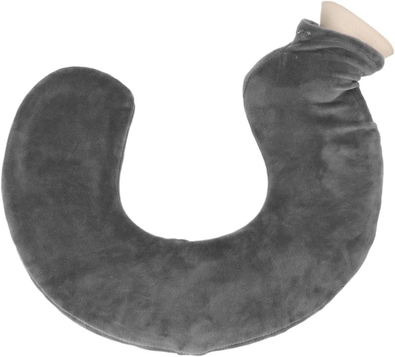 Fydun U Shaped Neck Warm Water Bag Grey Ultra Soft Hot Bottle for Pain Relief Cold Therapy - Image 1