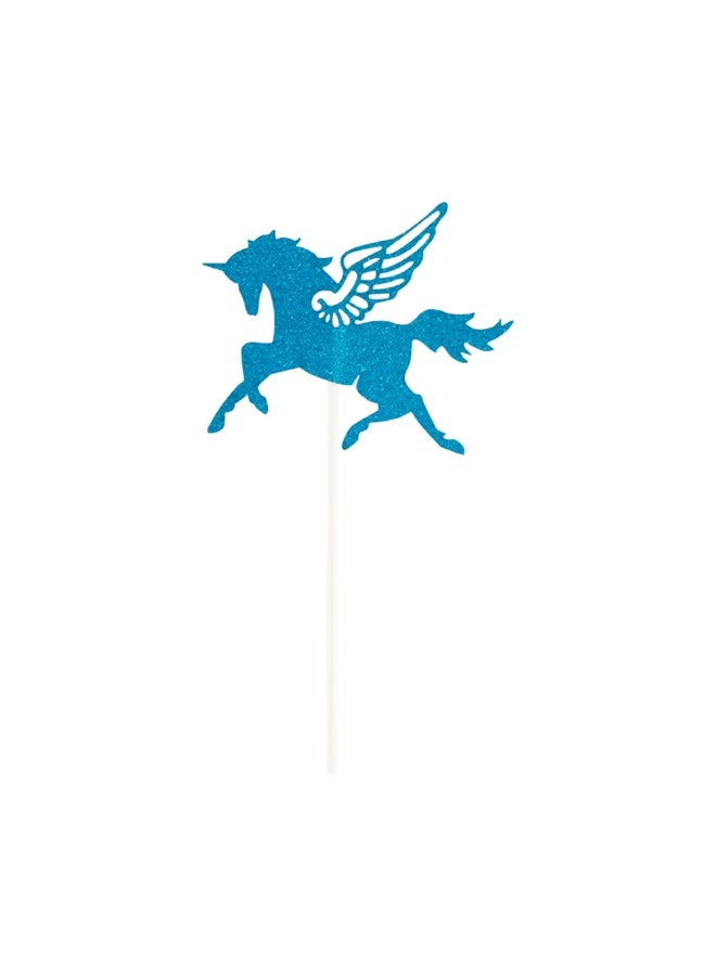 Restaurantware Top Cake 6 X 4.3 Inch Cake Toppers, 100 Sturdy Cake Topper Inserts - Unicorn Design, With Glitter Detail, Blue Paper Cake Decoration, For Birthdays, Baby Showers, And Weddings - Image 1