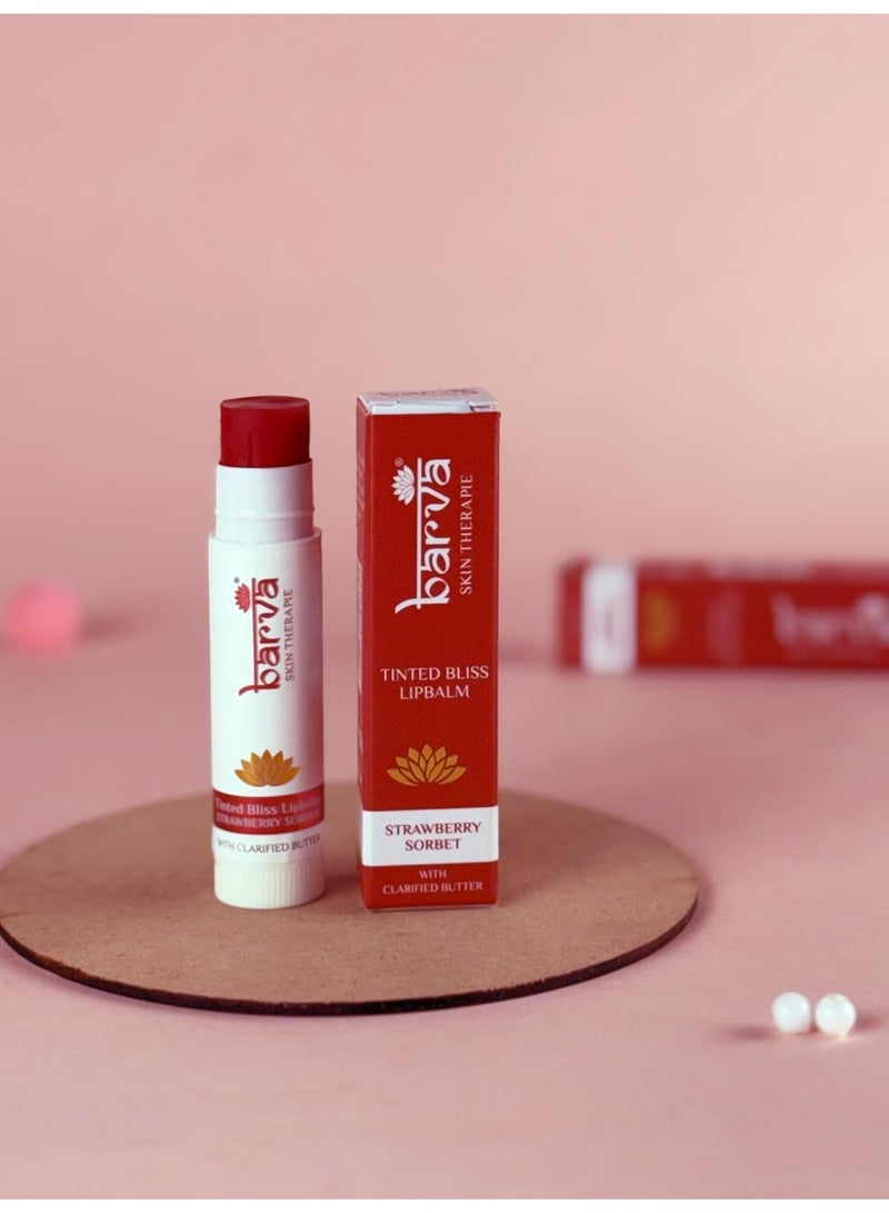 Barva Tinted Bliss Lip Balm | Enriched with Clarified Butter (Ghee) | Nourishing & Long-Lasting Moisture | Soft Tint Finish | 5g (Strawberry Sorbet) - Image 2