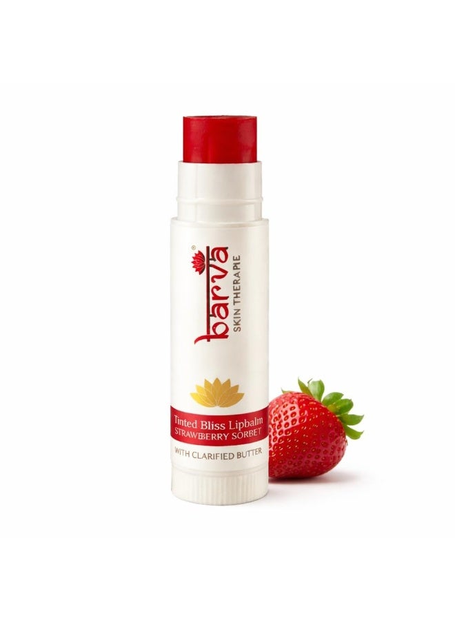 Barva Tinted Bliss Lip Balm | Enriched with Clarified Butter (Ghee) | Nourishing & Long-Lasting Moisture | Soft Tint Finish | 5g (Strawberry Sorbet) - Image 1