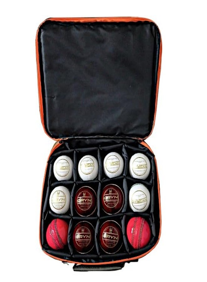 DYUCAN Cricket Ball Case - Holds 12 Selected Balls | Grey with Orange Highlights | Durable, Padded Storage Case for Practice & Match Balls - Image 3