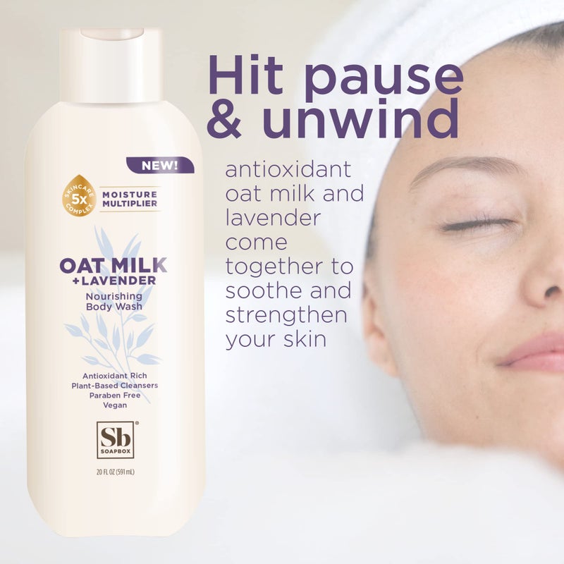 Soapbox Body Wash, Oat Milk + Lavender Body Wash, Vegan & Moisturizing, Calming with Shea Butter, 3 Pack, 20oz Each - Image 4