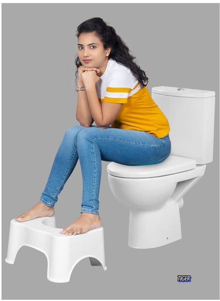 TIGER Squat Toilet Seat Leg Stool 8 Inch (White) for Western Toilet – Portable, Comfortable, Sturdy Foot Step for Potty – Made in India, Ideal for Improved Toilet Posture  - Image 2