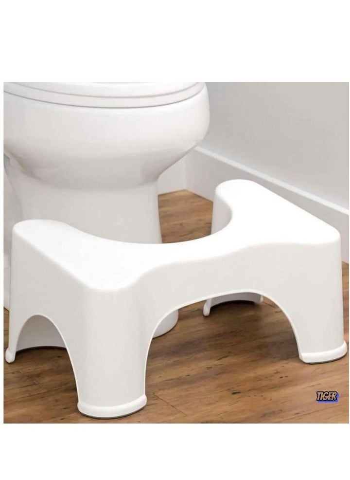 TIGER Squat Toilet Seat Leg Stool 8 Inch (White) for Western Toilet – Portable, Comfortable, Sturdy Foot Step for Potty – Made in India, Ideal for Improved Toilet Posture  - Image 1