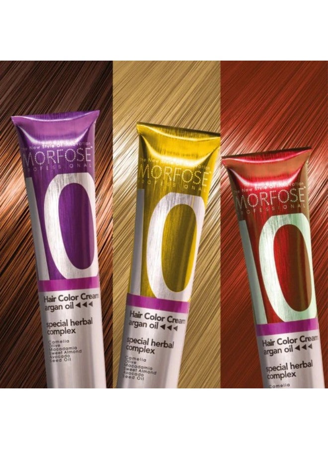 Morfose 10 Hair Color Cream with Argan Oil - Fire Red (7.6), 100ml