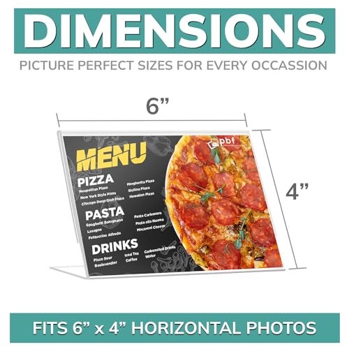 pbf PHOTO BOOTH FRAMES pbf 6x4 Acrylic Sign Holder | 6 x 4 Horizontal Stand Up Slanted Sign Holder | Acrylic Stands for Display | Clear Picture Frame, Menu Table Top Stand, Plastic Flyer Holder (12-Pack) - Image 2