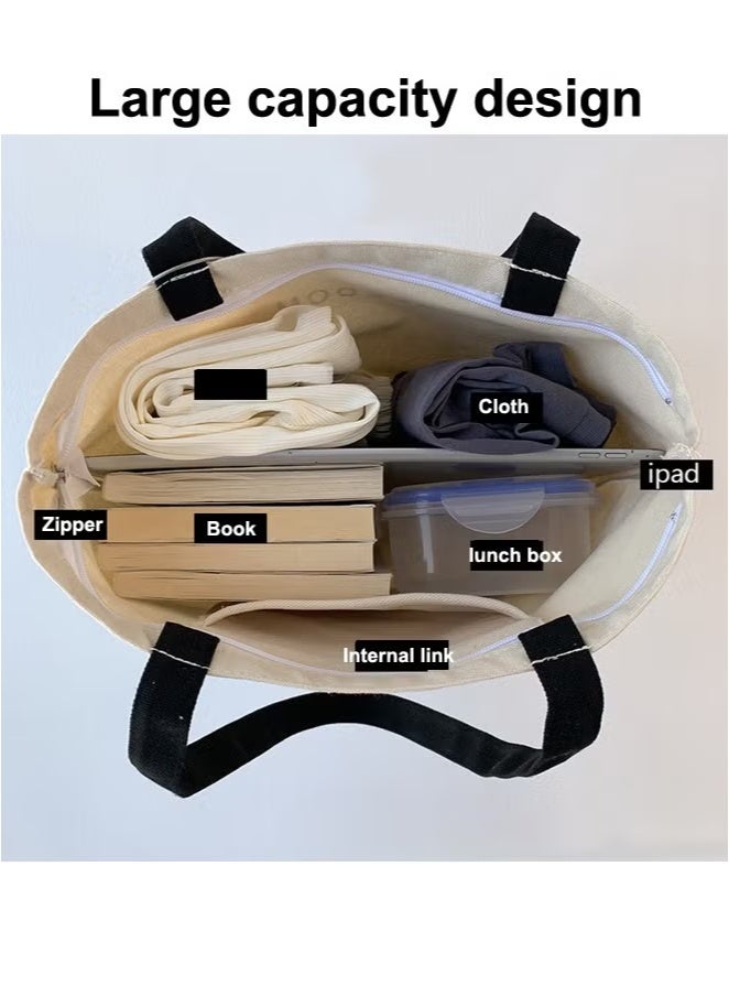 Women's Shoulder Tote Bag Canvas Handbag For Women Large Capacity Bucket Bag Fashionable Travel Messenger Shoulder Bag for Ladies Girls College Students  - Image 3