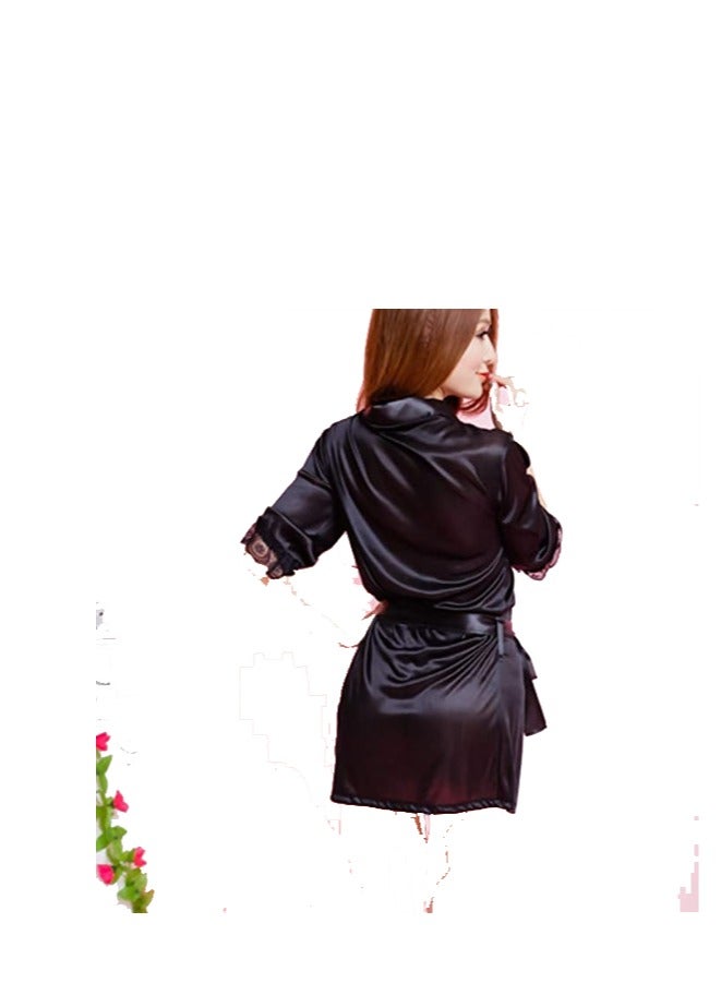 Women Pure Short Satin Silky  Summer Sleepwear Robe.  - Image 2