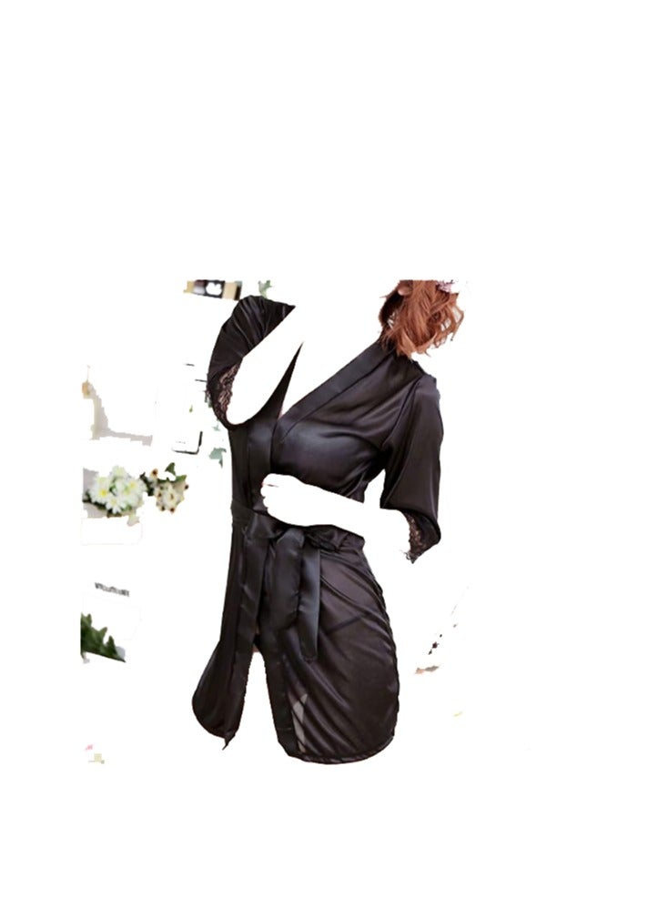 Women Pure Short Satin Silky  Summer Sleepwear Robe.  - Image 3