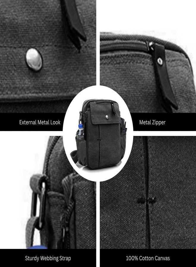 Ciana Multifunctional Canvas Messenger Bag Satchel with Mesh Water Bottle Pocket – Lightweight, Durable Crossbody Bag for Everyday Use (Black) - Image 5