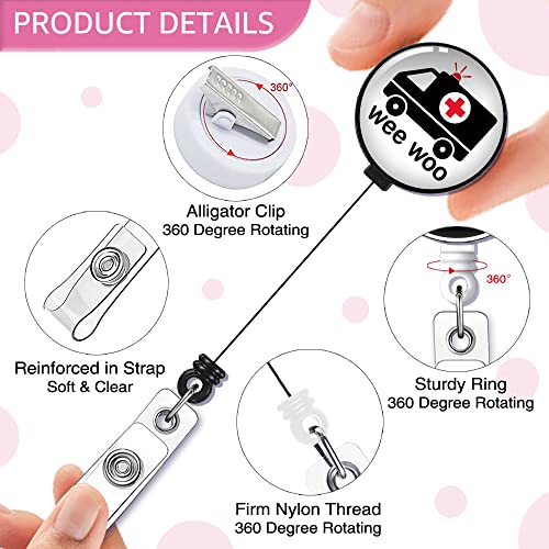 GEYGIE Wee Woo Badge Reel Retractable with Alligator Clip, Funny Ambulance ID Badge Holder Gift for ER Nurse Rapid Response Team Trauma Team Nurse Doctor Coworkers 1st Responders - Image 3