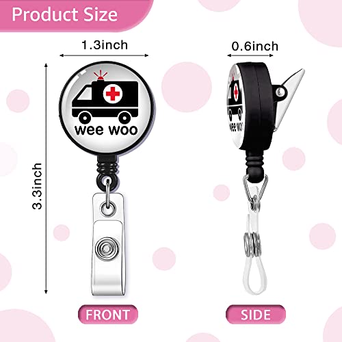 GEYGIE Wee Woo Badge Reel Retractable with Alligator Clip, Funny Ambulance ID Badge Holder Gift for ER Nurse Rapid Response Team Trauma Team Nurse Doctor Coworkers 1st Responders - Image 2