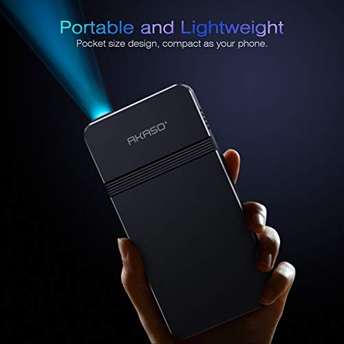 Akaso بروجيكتور AKASO ميني، بروجيكتور محمول بحجم الجيب DLP، بروجيكتور كعكة 1080P، يدعم HDMI WiFi مع بطارية قابلة لإعادة الشحن ومكبرات صوت ستيريو وجهاز تحكم عن بعد - نوع-C محدث - Image 2