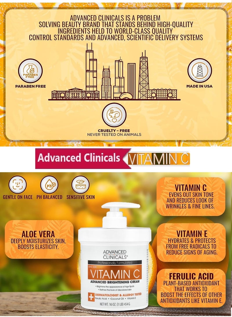 Advanced Clinicals Advanced Clinicals Original Vitamin C Face and Body Cream Moisturizing Skin Care Lotion 16oz.(1 LB).454G  - Image 4
