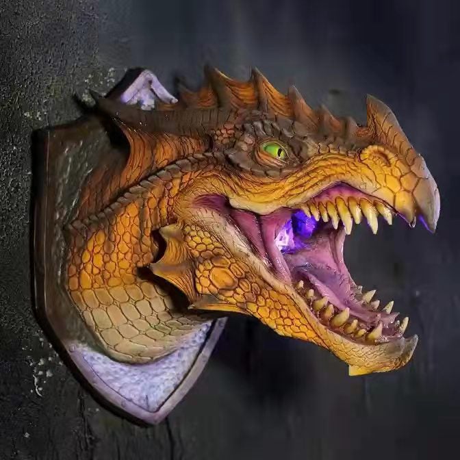 Independent Station Dinosaur Head Wall Pendant Led Luminous Spray Dragon Legend Home Scene Decoration Props - Image 1