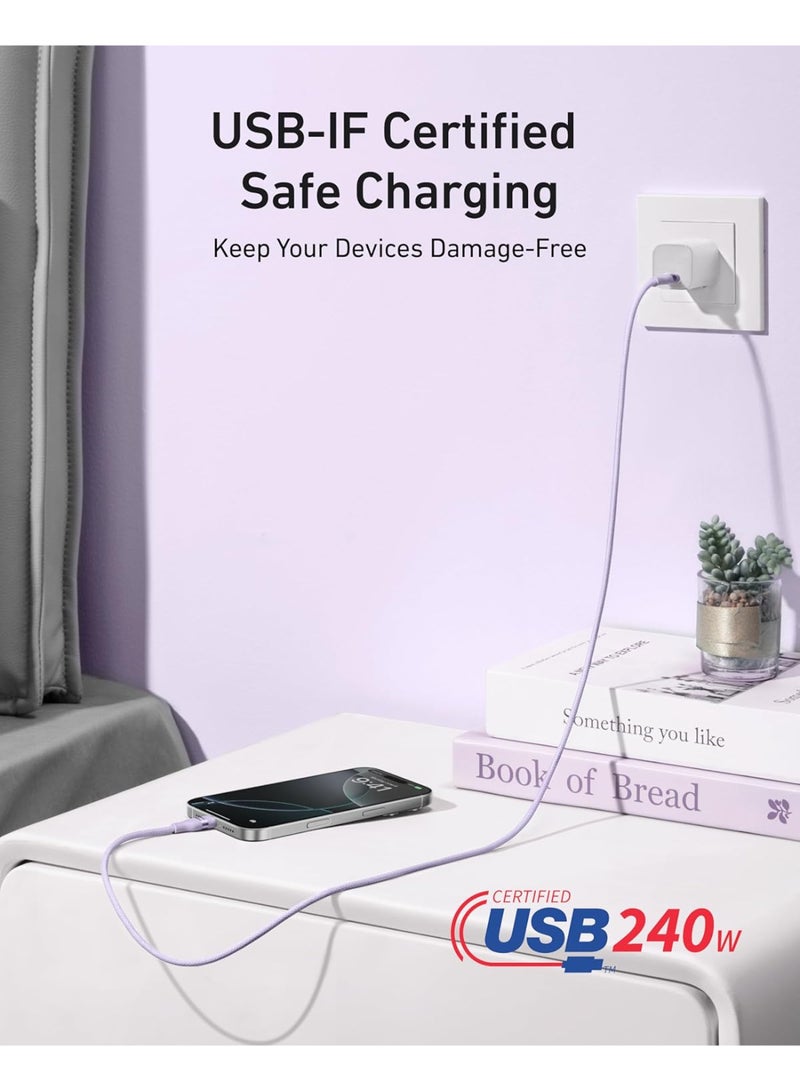Anker Nano USB C Cable, 240W 6FT Flexible Multi-Color Braided Cord, Fast Charging Type C Charger for iPhone 17 Series, MacBook Pro and More(Purple) - Image 4