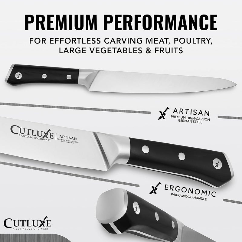 Cutluxe Turkey Carving Knife – 9" Carving Knife for Meat – Razor Sharp & Full Tang – High Carbon German Steel – Ergonomic Handle Design – Artisan Series - Image 3