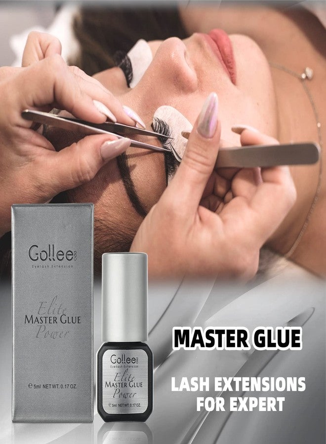 GOLLEEPRO غراء تمديد الرموش 0.5 ثانية جفاف سريع / احتفاظ 6-8 أسابيع / (0.17 أونصة سائلة / 5 مل) غراء رموش مقاوم للماء لربط أقصى للرموش للتمديد شبه الدائم للاستخدام المهني فقط لاصق أسود - Image 3
