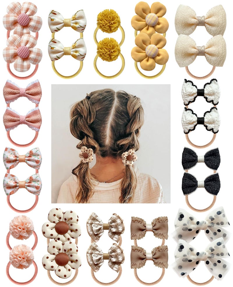 Cherssy Boutique Baby Girl Hair Ties with Flowers 28 Pcs Hair Bow Ties for Toddler Girls Elastics Ponytail Holders Pigtails Rubber Bands by Cherssy - Image 1