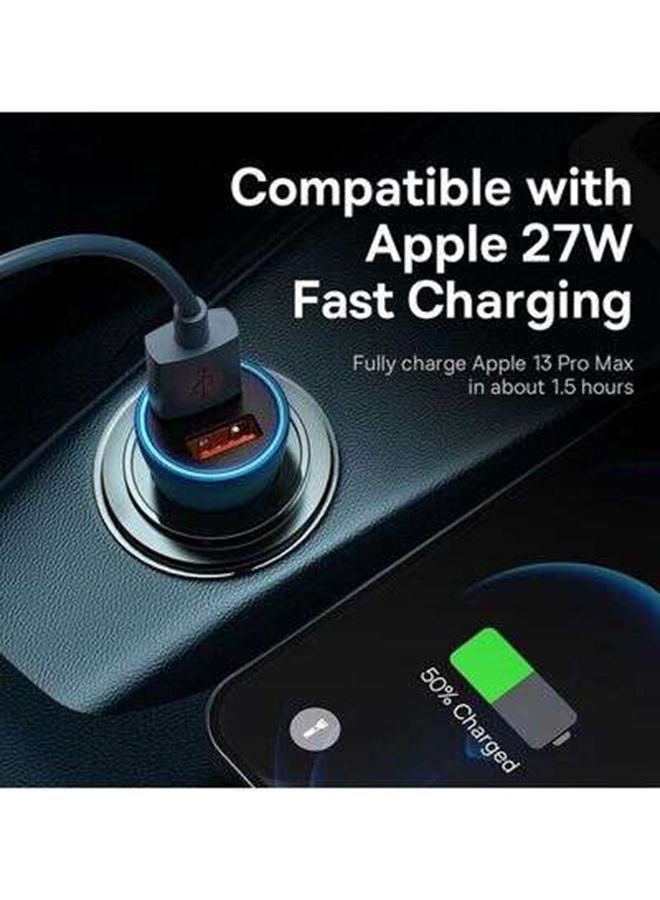 NIBEMINENT 60W Dual USB A Port Car Charger Single 30W MAX Fast Flash Charging, Multiple Protections, LED Ring Light Power Indicator For Smartphones/Tablets/Game Machine/Cameras Blue - Image 4
