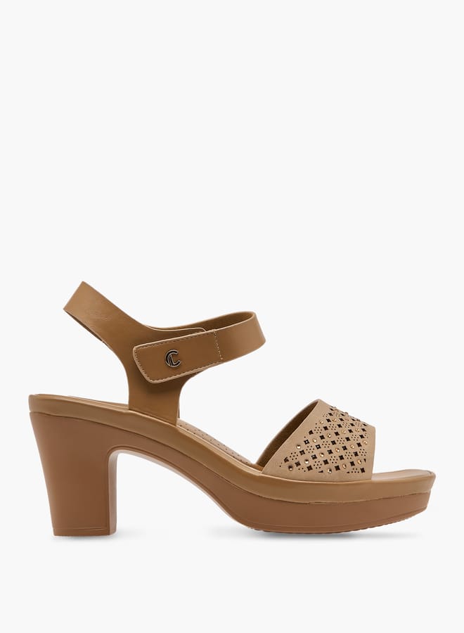 Le Confort Women Laser Cut Strap Sandals with Block Heels - Image 1