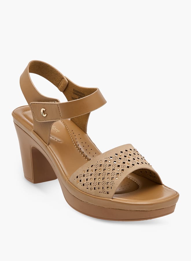 Le Confort Women Laser Cut Strap Sandals with Block Heels - Image 2