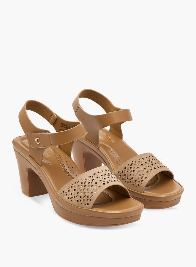 Le Confort Women Laser Cut Strap Sandals with Block Heels - Image 3