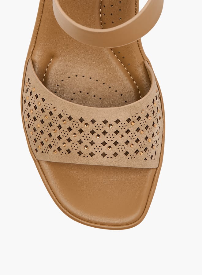 Le Confort Women Laser Cut Strap Sandals with Block Heels  - Image 4